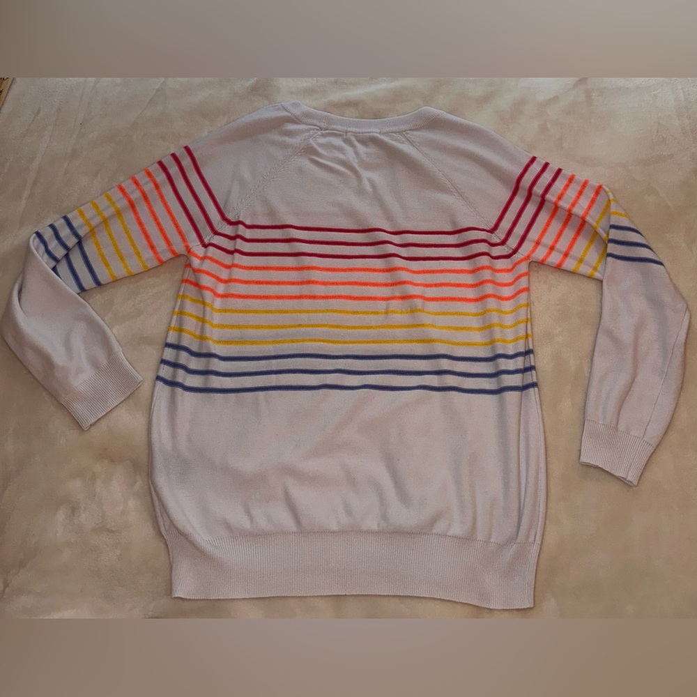 Mesh +Lace Striped Multicolor Sweater. Size XL - Picture 4 of 9